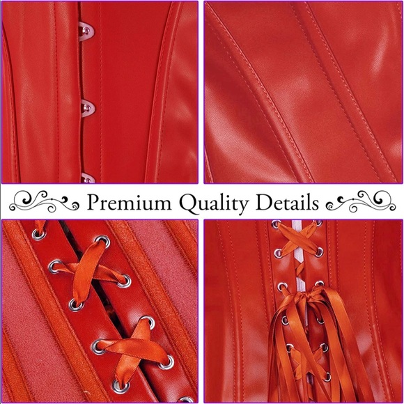 Red faux leather corset top size L 💋😍🥵 - Picture 5 of 6